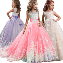 Girls Lace Flower Long Dress Kids Princess Wedding Party Dresses Children Christmas Clothes Clothing Vestidos For Thanksgiving 2024 - buy cheap