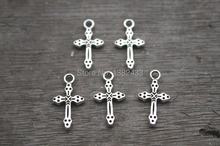 50pcs Cross charm,Silver Vintage Small Cross Double Sided Charms Pendants 21x11mm 2024 - buy cheap
