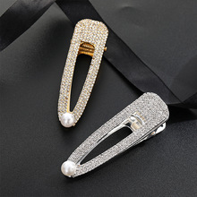 Korea Shiny Rhinestones Hair Clip Barrette Pearl Hairpin Gold/Silver Color Hair Accessories for Women Girls New Crystal Jewelry 2024 - buy cheap