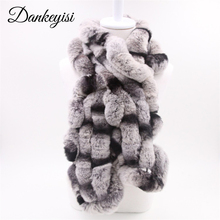 DANKEYISI Long Fur Scarves Woman Real Fur Neck Warmer Winter Rabbit Soft Women's Scarf Female Luxury Brand Fur Collar Scarf 2024 - buy cheap