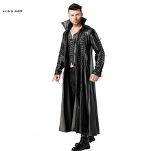 Black Faux Leather Men Halloween Vampire Costumes Samurai Knight Warrior Cosplay Carnival Purim Masquerade Nightclub party dress 2024 - buy cheap