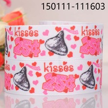 5yards 7/8 " 22 mm kisses pattern Valentine printed cartoon DIY handmade hairbow grosgrain ribbon free shipping 2024 - buy cheap