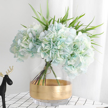 Flores de hortensia de seda para decoración del hogar, ramo de flores artificiales falsas para boda, boda, interior, 34cm 2024 - compra barato