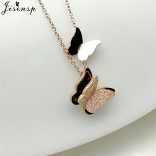 Bonito collar de mariposa doble mate de Jisensp, cadena de eslabones de acero inoxidable de Color oro rosa, joyería para mujer 2024 - compra barato