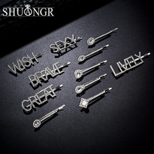 SHUANGR Bling Hairpin English Letter Barrette Rhinestone Alloy Personality Word Women Girls Hair Clips Hairclip Hair Accessories 2024 - buy cheap
