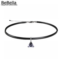 BeBella-gargantilla de cadena de cuerda negra para mujer y niña, collar triangular con cristales de Swarovski, regalo de joyería 2024 - compra barato