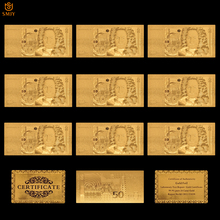 Cédulas de cédulas 50 marca em 24k, dinheiro banhado a ouro para presentes e coleções de cédulas 2024 - compre barato
