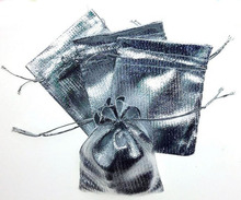 300 шт., женские винтажные серебряные сумки на шнурке, 7 Х9 см 2024 - купить недорого