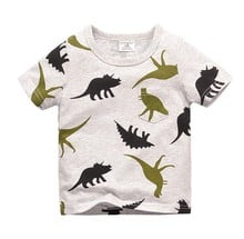 Camiseta de algodón bordada para niños y niñas, ropa con estampado de dinosaurios del Mundo Jurásico, verano, 2018 2024 - compra barato