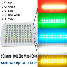 Cree xpe emissor de luz de led, com 5 canais de alta potência rgbty, vermelho, verde, azul, branco, amarelo, luz de led diy