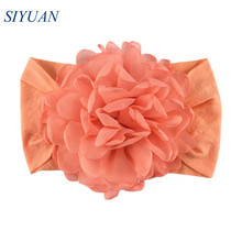 1pcs/lot Kids Ear Turban Flower Wide Nylon Headband with Large Burned Flower Girl Lovely Daily Headdress HB093 2024 - buy cheap