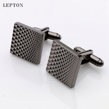 Hot Sale Business Square Black Cufflinks For Mens Lepton Brand Jewelry High Quality Classic Carve Cuff links Relojes gemelos 2024 - buy cheap