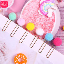 5 Pcs/lot Cute Hairball Rose Gold Cilp Modelling Paper Clips Fashion Business Office Lady Style Office Stationery Set 2024 - buy cheap