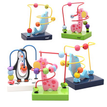 Brinquedos Educacionais do bebê Multifuncionais Contas Labirinto Animais Golfinhos/Girafas Bebê Early Learning Brinquedos De Madeira Presente de Aniversário 2024 - compre barato