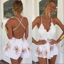 NEW Arrivals Women Ladies V Neck Playsuit Bodycon Sleeveless Backless Party Jumpsuit&Romper Summer Trousers 2024 - buy cheap