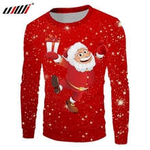 UJWI Snowflake Christmas 3D Printed Lovely Anime Santa Claus Mens Clothing Large Size Man Polyester Sweatshirt 2024 - buy cheap