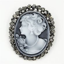 New Style Party Queen Lady Vintage Victorian Design Cameo Bronze Brooch Pin 2024 - buy cheap