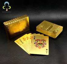 Одна колода, пластиковые карты для покера в европейском стиле из золотой фольги, водостойкие карты, хорошая цена, настольная игра для азартных игр, GYH 2024 - купить недорого