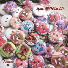 144pcs Multicolor 15mm Owl series wooden decorative buttons for crafts and scrapbooking bulk sewing supplies 2024 - buy cheap