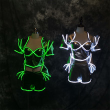 RE13 Bar singer wears led light costume stage show women dress dj luminous mirror outfits club clothe glowing rave skirt dance 2024 - buy cheap