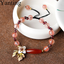 Yanting Watermelon Crystal Beads Bracelets For Women Natural Red Stone Garnet Bracelet Women Shell Flower Sweet Handmade 020 2024 - buy cheap