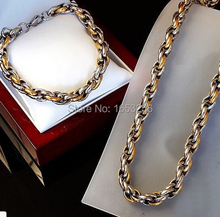 Conjunto de joyería para hombre, cadena de eslabón en forma de cuerda de oro encantador, de acero inoxidable, 23 ", collar y pulsera de 8,66", superventas 2024 - compra barato