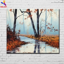 Temporada de paisagem pintada à mão pintura a óleo abstrata moderna em tela para sala de estar decoração de casa arte de parede presente sl081 2024 - compre barato