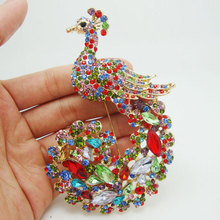 TTjewelry 4.4" Luxurious Peacock Bird Austria Crystal Rhinestone Brooch Pin For Woman 2024 - buy cheap