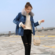 Denim jacket with fur sexy women long autumn winter fashion 2018 warm jeans jacket fur female ladies faux fur coat KK2585 X 2024 - buy cheap