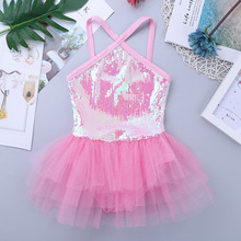 Iiniim meninas vestido de festa verão sem mangas lantejoulas dança ballet ginástica collant tutu vestido para festa de aniversário bailarina 2024 - compre barato