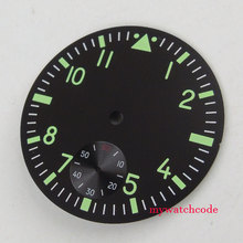 38.9mm green luminous black dial fit ETA 6498 seagull movement mens Watch dial 2024 - buy cheap