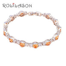 ROLILASON excelente joyería de las mujeres de plata Champagne Zircon pulseras del encanto de la salud joyería de moda TBS976 2024 - compra barato