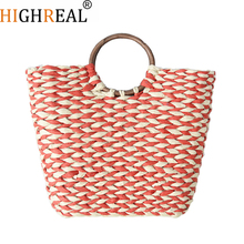 Estilo de verão saco de praia feminina palha sacola marca designer bolsas de alta qualidade senhoras saco de viagem ocasional 2024 - compre barato