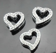 Wholesale 50pcs/lot 8mm rhinestones heart slide charms DIY accessories fit for 8mm pet collar wristband 2024 - buy cheap