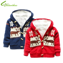 Baby Sweaters Christmas Reindeer Cardigan Jackets Children Fleece Lining Coats Kids Boys Girls Outwear Autumn Winter Clothing 2024 - buy cheap