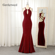 Vestido de noche rojo Sexy, elegante, Halter, sin espalda, sirena, largo, Formal, cerimonia abito, 2019 2024 - compra barato