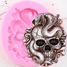 Halloween Skull Snake Silicone Molds Resin Clay Soap Candle Mold Fondant Cake Decorating Tools Candy Chocolate Gumpaste Moulds 2024 - buy cheap