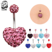 Piercing para el ombligo con forma de corazón, joyería Sexy de cristal, bola redonda de acero inoxidable, anillos para el ombligo, joyería para el cuerpo 2017 2024 - compra barato