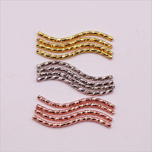 Separador de Metal de tubo curvado recto de oro rosa, cuentas sueltas para collar, pulsera, abalorios, fabricación de joyas hechas a mano, 30 Uds., Z856 2024 - compra barato