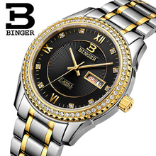 BINGER-Relojes de pulsera de acero inoxidable para hombre, accesorio masculino mecánico de marca de lujo con diamantes, resistente al agua, B1112B 2024 - compra barato