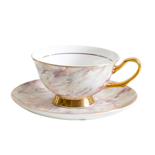 Taza de café con textura de mármol de porcelana de hueso de 200ml taza de café pintada a mano británica Oficina tarde taza de té café de cerámica con platillo 2024 - compra barato