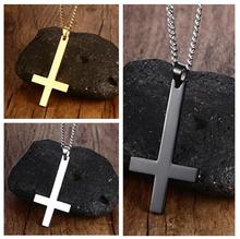  gold/ black Stainless steel Fashion handstand Cross Pendant Necklace Chain for Men Women Gifts new jewelry 3mm 24'' 2024 - buy cheap