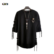 Idopy moda coreana blusão masculino estilo de rua blusão de renda punk gótico designer steampunk bainha hip hop camisetas 2024 - compre barato