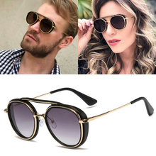 2019 Nova LVVKEE design da marca de Luxo Clássico Da Moda Steampunk Óculos De Sol Dos Homens Rodada Óculos de Sol Oculos óculos de lente Gradiente Masculino 2024 - compre barato