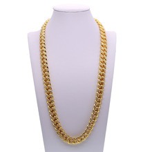 Finish Men's  Iced Zircon Miami Cuban Link Necklace Choker Bling Bling Hip hop Jewelry Gold COLOR Chain 18" 20"24''28'' 2024 - buy cheap