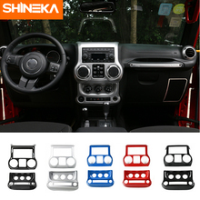Shineka painel do carro console central interruptor de ar condicionado decoração capa adesivos para jeep wrangler jk 2011-2017 acessórios 2024 - compre barato