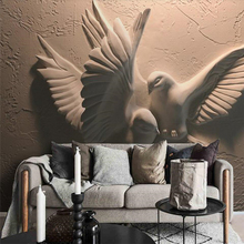 wellyu 3D three-dimensional relief flying dove TV sofa background wall custom large mural green wallpaper papel de parede 2024 - buy cheap