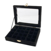 Frete grátis grau superior 24 compartimentos tampa de vidro preto pulseira caixa de contas soltas caixa de jóias caixa de exibição pulseira prateleira display de joias 2024 - compre barato