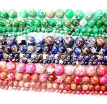 4.6.8.10MM Wholesale Natural Marine sedimentary Beads Jewelry Making loose GEM beads strand 15"  P102 2024 - buy cheap