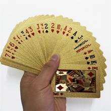 Baralho de jogo de poker, cartas douradas 24k, conjunto de plástico com revestimento dourado para poker, cartas mágicas à prova d'água 2024 - compre barato